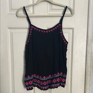 NWT Torrid black sleeveless gauze embroidered XBack cami side medium